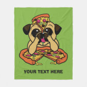 Pizza Pug aangepaste tekst werpen dekens (Voorkant)