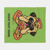 Pizza Pug aangepaste tekst werpen dekens (Voorkant (Horizontaal))