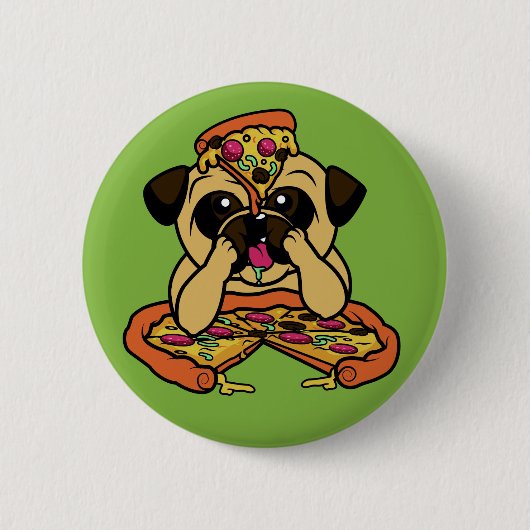 Pizza Pug-knoppen Ronde Button 5,7 Cm (Voorkant)
