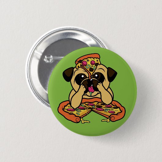 Pizza Pug-knoppen Ronde Button 5,7 Cm (Voorkant /achterkant)