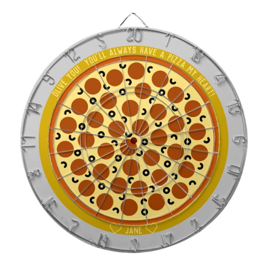 Pizza Puns Personalized Pepperoni Pizza w/Olijven Dartbord (Voorkant)