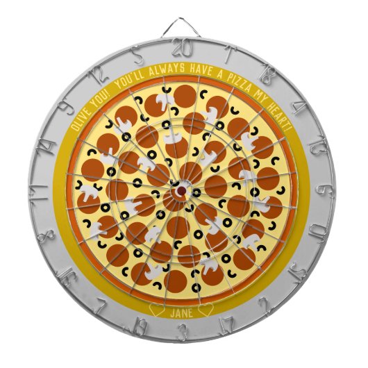 Pizza Puns Personalized Pepperoni Pizza w/Toppings Dartbord (Voorkant)