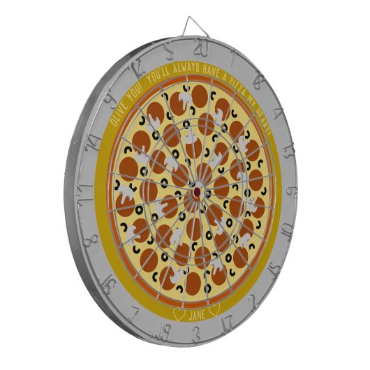 Pizza Puns Personalized Pepperoni Pizza w/Toppings Dartbord (Voorkant Links)