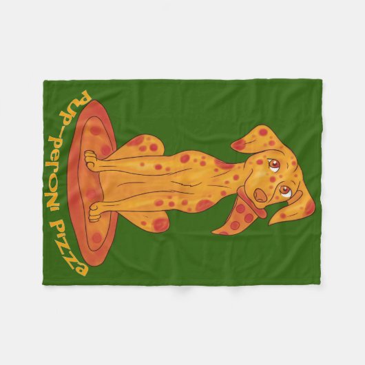 Pizza Puppy Fleece Deken (Voorkant (Horizontaal))