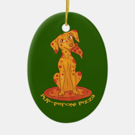 Pizza Puppy Keramisch Ornament (Voorkant)