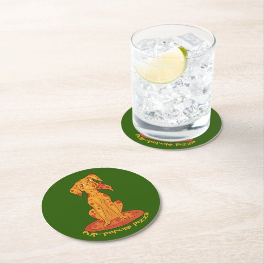 Pizza Puppy Ronde Kartonnen Onderzetter (Insitu)