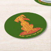 Pizza Puppy Ronde Kartonnen Onderzetter (Gebogen)