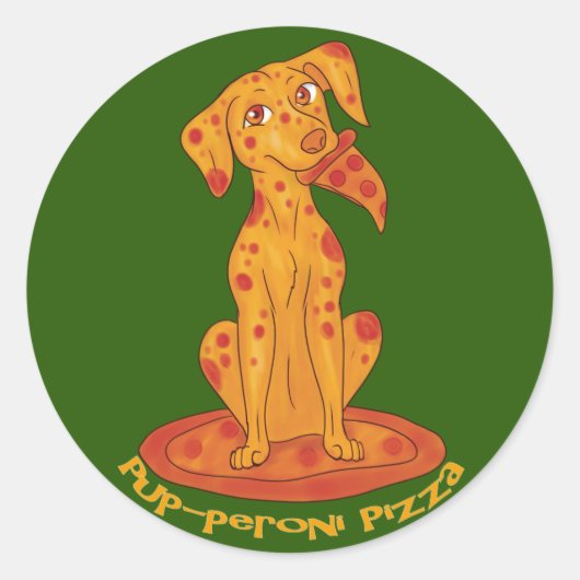 Pizza Puppy Ronde Sticker (Voorkant)
