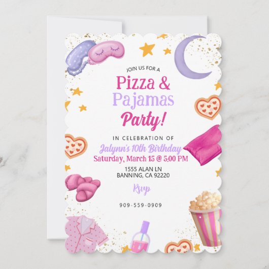Pizza & Pyjama Feest Kaart (Voorkant)