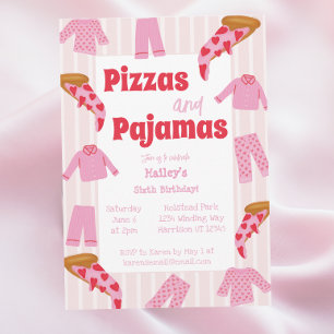 Pizza pyjama feest meisjes verjaardag kaart