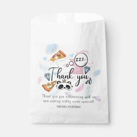 Pizza & pyjama gepersonaliseerd slaapfeestje bedankzakje (Voorkant)
