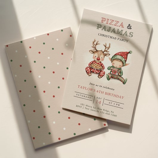 Pizza & pyjama Kerstfeest Kaart