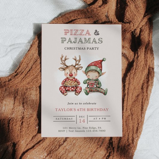 Pizza & pyjama Kerstfeest Kaart