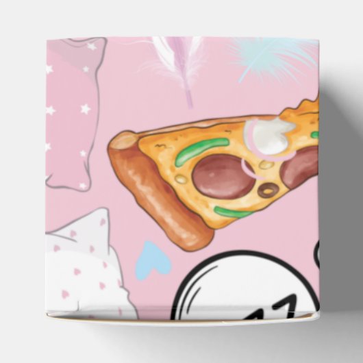 Pizza & Pyjama Sleepover Verjaardag gepersonalisee Bedankdoosjes (Bovenkant)