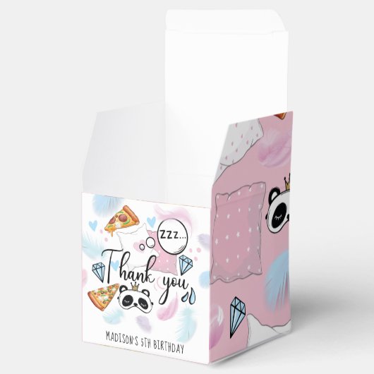 Pizza & Pyjama Sleepover Verjaardag gepersonalisee Bedankdoosjes (Geopend)