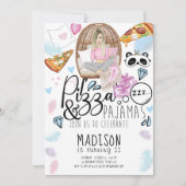 Pizza & Pyjama Sleepover Verjaardag Kaart (Voorkant)