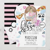 Pizza & Pyjama Sleepover Verjaardag Kaart (Voorkant / Achterkant)