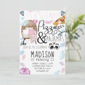 Pizza & Pyjama Sleepover Verjaardagsfeest Kaart (Staand voorkant)