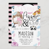 Pizza & Pyjama Sleepover Verjaardagsfeest Kaart (Voorkant / Achterkant)