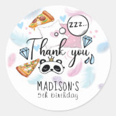 Pizza & Pyjama Slumber Party Gepersonaliseerd Ronde Sticker (Voorkant)