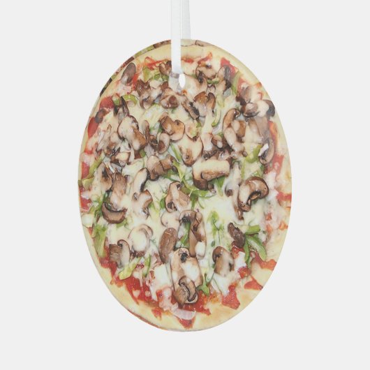 Pizza Realistisch kerstmis Glas Ornament (Voorkant links)