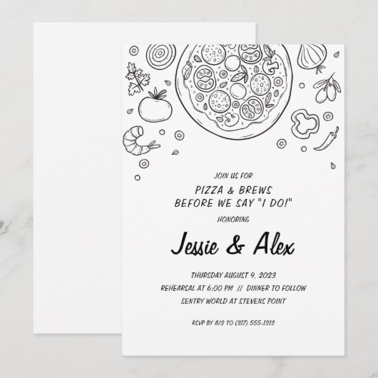 Pizza repetitie diner kaart (Voorkant / Achterkant)