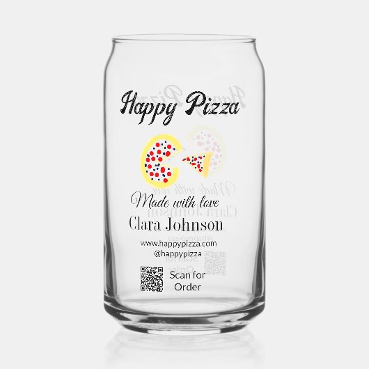 Pizza restaurant cafe pizzeria scan QR-code bestel Blikvorm Glas (Voorkant)