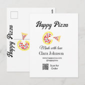 Pizza restaurant cafe pizzeria scan QR-code bestel Briefkaart (Voorkant / Achterkant)