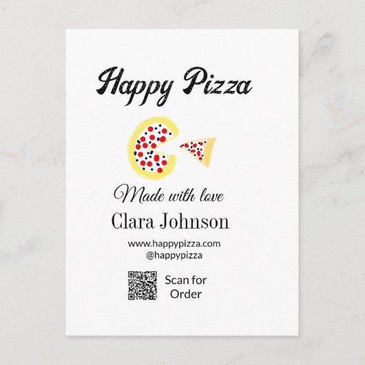 Pizza restaurant cafe pizzeria scan QR-code bestel Briefkaart (Voorkant)
