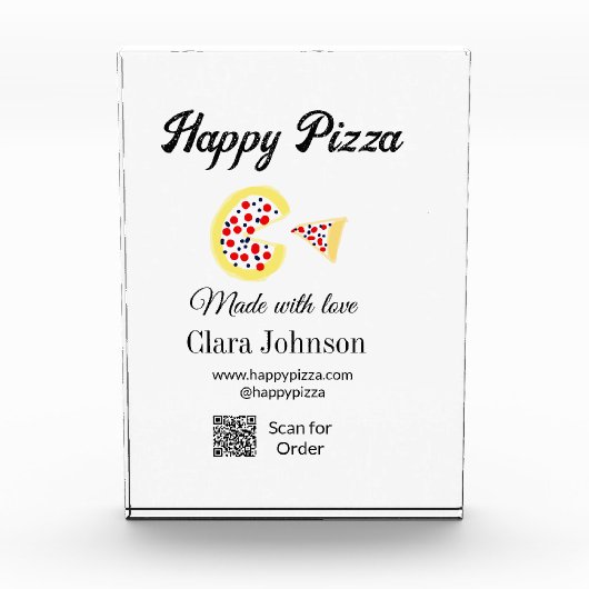 Pizza restaurant cafe pizzeria scan QR-code bestel Fotoblokken (Voorkant)