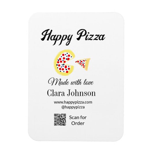 Pizza restaurant cafe pizzeria scan QR-code bestel Magneet (Verticaal)