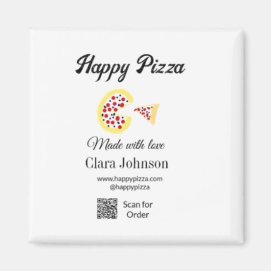 Pizza restaurant cafe pizzeria scan QR-code bestel Magneet (Voorkant)