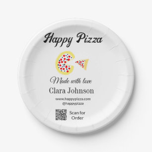 Pizza restaurant cafe pizzeria scan QR-code bestel Papieren Bordje
