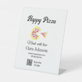 Pizza restaurant café pizzeria scan QR code bestel Reclamebord Met Voetstuk (Voorkant)