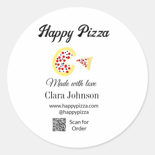 Pizza restaurant cafe pizzeria scan QR-code bestel Ronde Sticker (Voorkant)