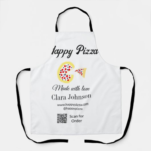 Pizza restaurant cafe pizzeria scan QR-code bestel Schort (Voorkant)
