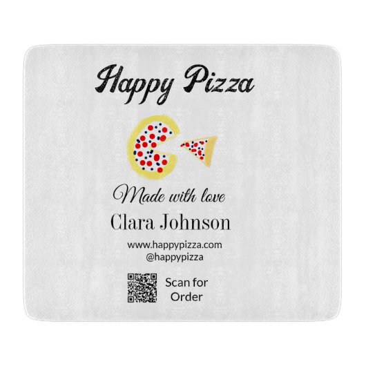 Pizza restaurant cafe pizzeria scan QR-code bestel Snijplank (Voorkant)