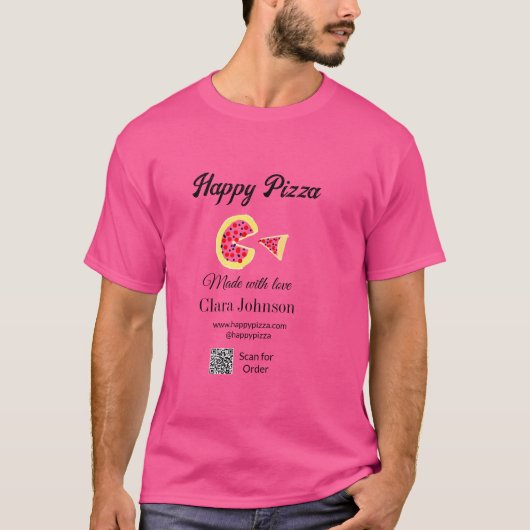 Pizza restaurant cafe pizzeria scan QR-code bestel T-shirt (Voorkant)