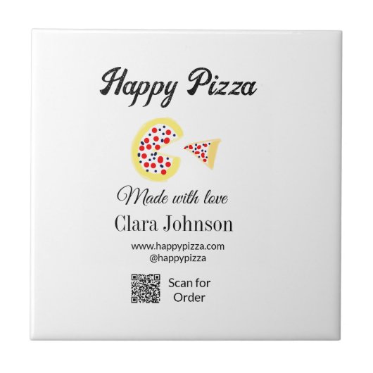 Pizza restaurant cafe pizzeria scan QR-code bestel Tegeltje (Voorkant)