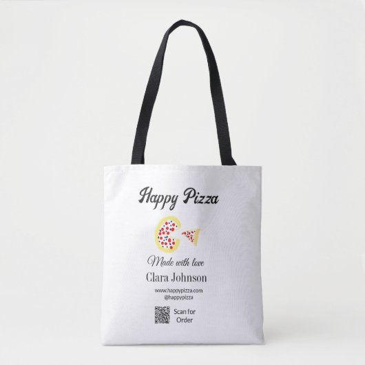 Pizza restaurant cafe pizzeria scan QR-code bestel Tote Bag (Voorkant)