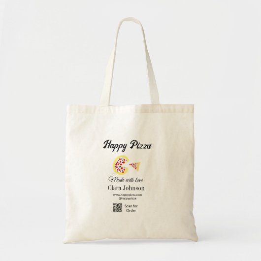 Pizza restaurant cafe pizzeria scan QR-code bestel Tote Bag (Voorkant)