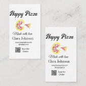 Pizza restaurant cafe pizzeria scan QR-code bestel Visitekaartje (Voorkant / Achterkant)
