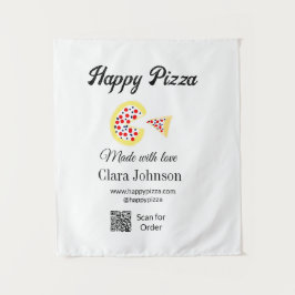 Pizza restaurant cafe pizzeria scan QR-code bestel Wandkleed