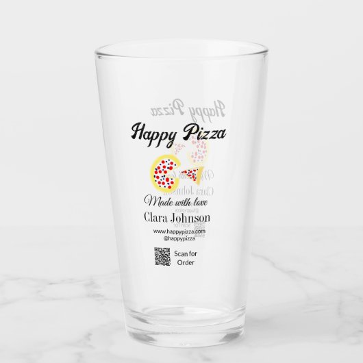 Pizza restaurant cafe pizzeria scan QR-code om te Glas (Voorkant)