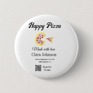 Pizza restaurant cafe pizzeria scan QR-code om te Ronde Button 5,7 Cm
