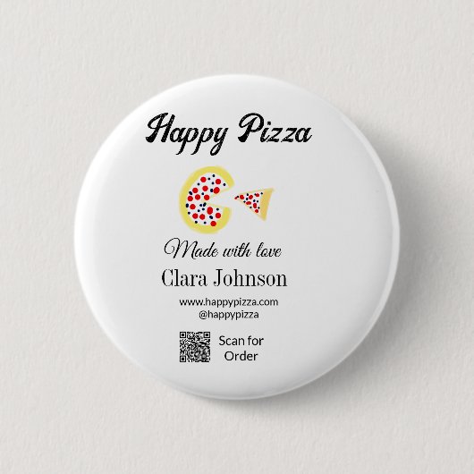 Pizza restaurant cafe pizzeria scan QR-code om te Ronde Button 5,7 Cm (Voorkant)