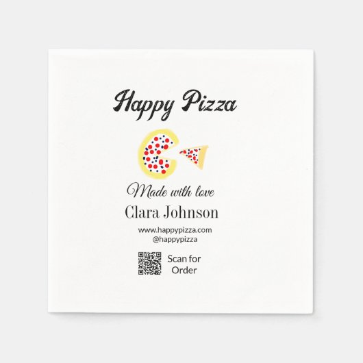 Pizza restaurant cafe pizzeria scan QR-code om te Servet (Voorkant)