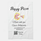 Pizza restaurant cafe pizzeria scan QR-code om te  Theedoek (Verticaal)