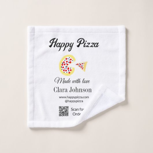 Pizza restaurant cafe pizzeria scan QR-code om te Washandje (Wasdoekje)