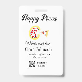 Pizza restaurant cafe pizzeria scan QR code order  Badge